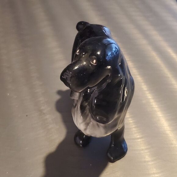 Vintage Porcelain Ceramic Spaniel Dog Canine Animal Figurine Black White - Picture 2 of 8